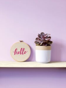 Classic “Hello” Hoop Embroidery Art Pattern Image